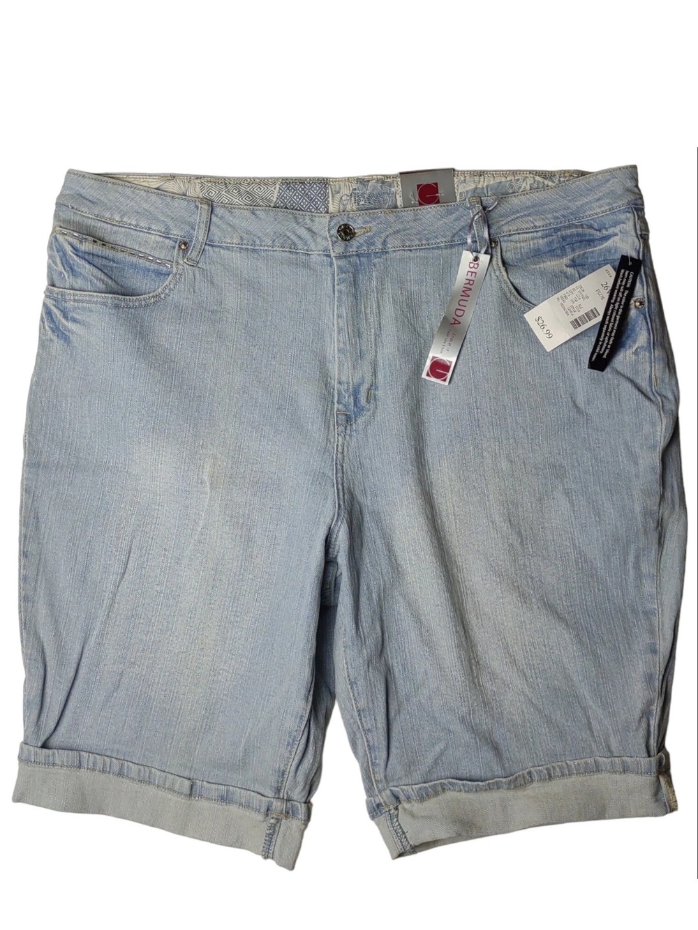 Gitano Fashion Bug Light Blue Denim Bermuda Shorts Embellished Pocketd
